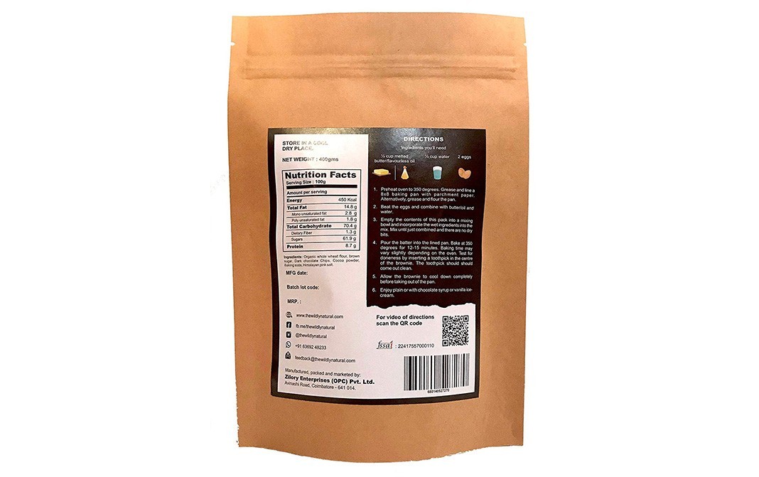 The Wildly Natural Chocolate Chip Cakey Brownie Mix    Pack  400 grams